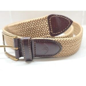 Dockers Men's Beige Braided Golf Belt Leather Tip, Gold Buckle L38-40